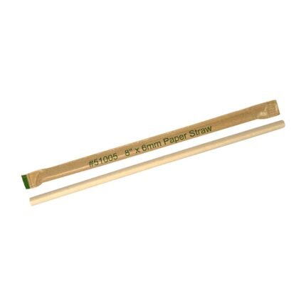 8” x 6mm Paper Straw (Flat End)