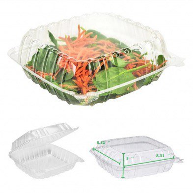 Anti-fog Clear Hinged PET Container 8x8x3 200cs