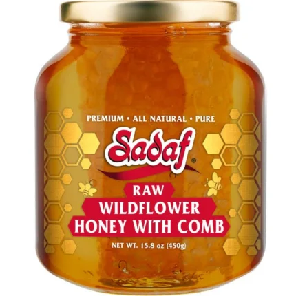 Sadaf Raw Honey Grade A | Raw Wildflower with Comb - 15.8 oz